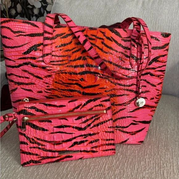 Brahmin Brooke Tote – Pink Feline Ombré Melbourne + Matching Pouch - Picture 2 of 9